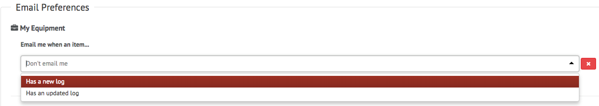 equipment log email notification