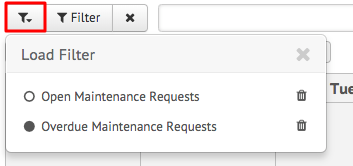 saved list of filters